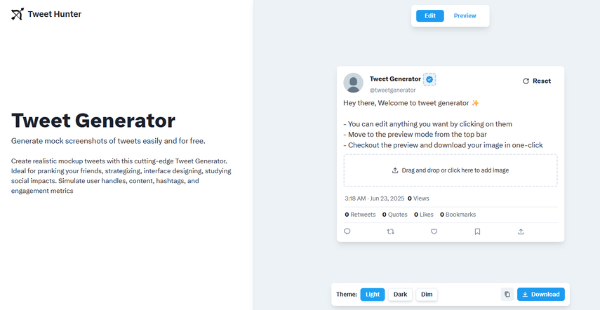 Tweet Hunter Twitter meme maker