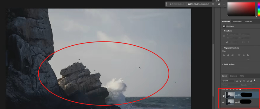 Two pictures loading as layers in Adobe Photoshop