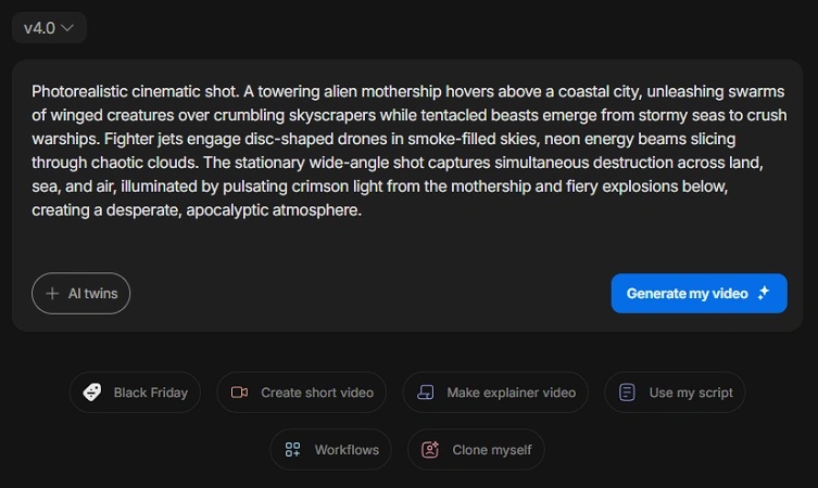 type prompt for invideo ai generation