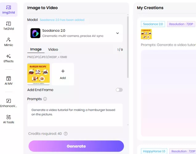upload image and enter tutorial prompt