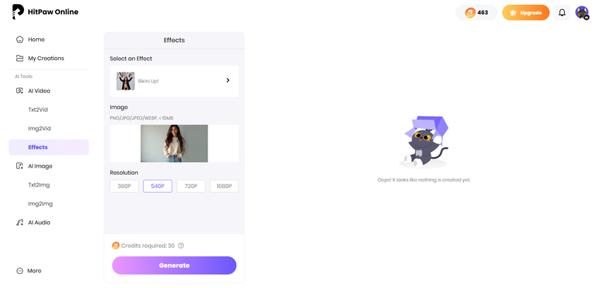 upload image and set ai bikini resolution