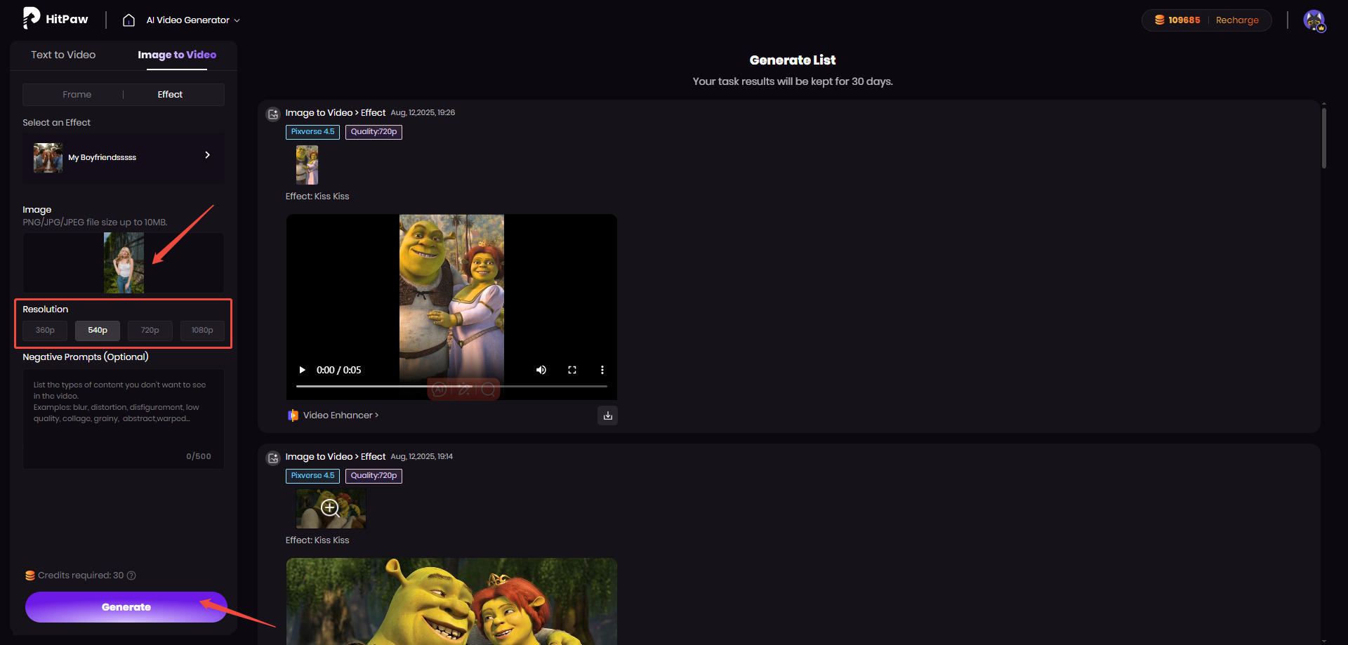 carregar imagem para vídeo de IA de namorada falsa