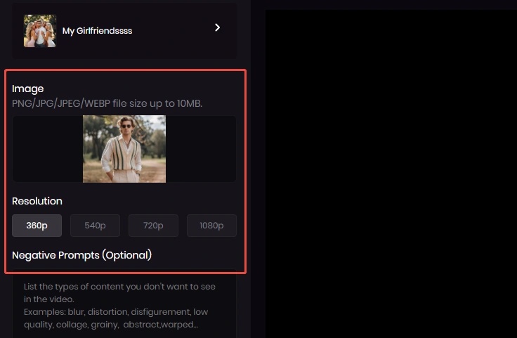 upload picture for girlfriends effect