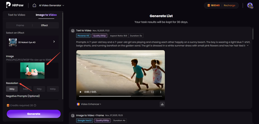 upload product image for 3d ads
