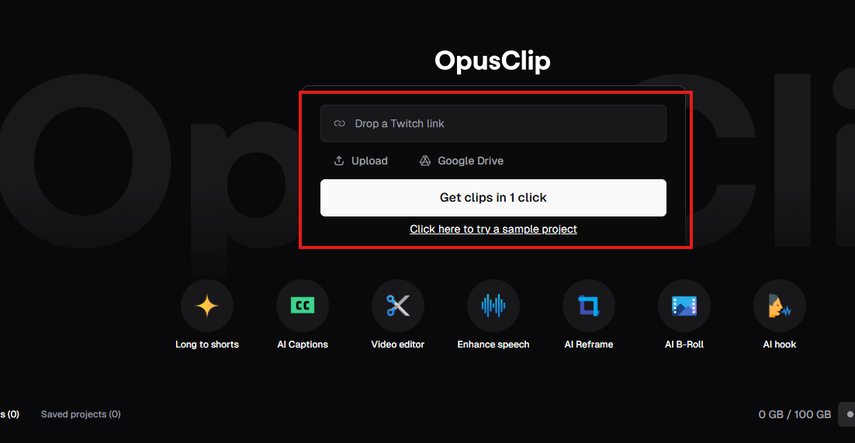 Uploading a video to OpusClip