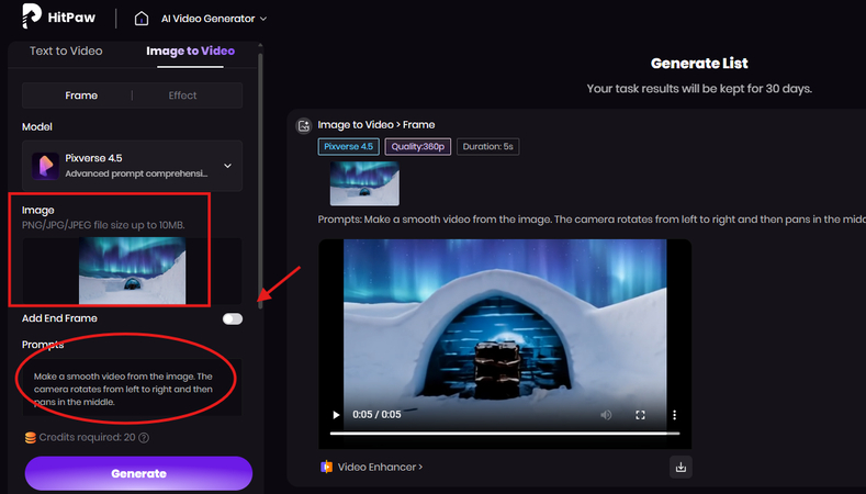 Uploading an image and writing text prompts to make a smooth AI video