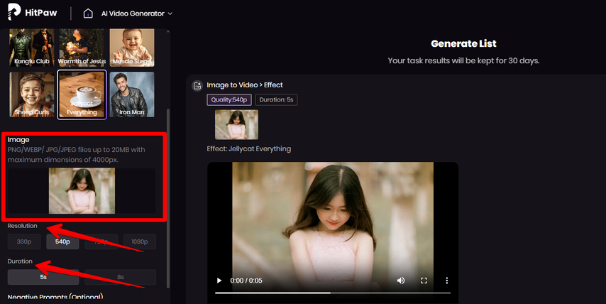 Uploading image for the AI effect