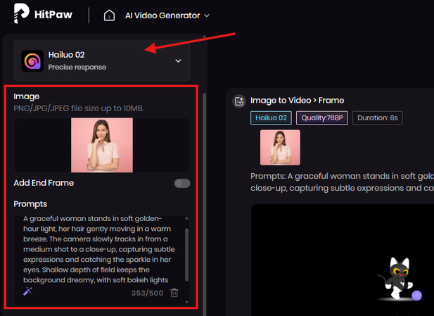 Uploading the image and writing the prompt for the video