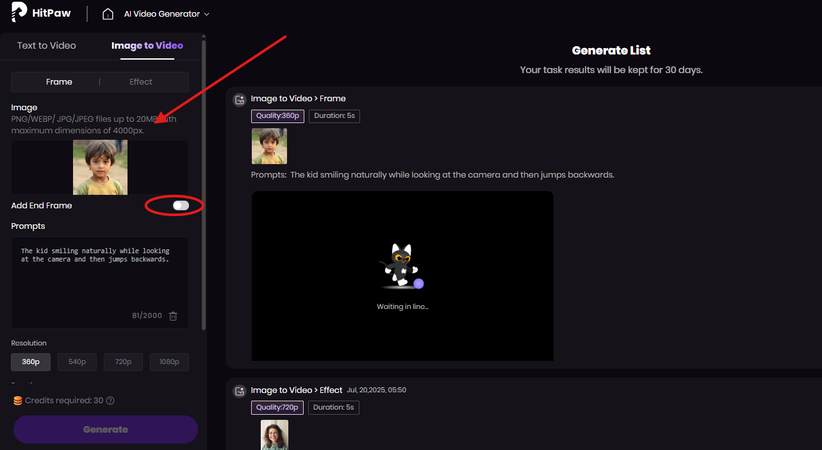 Uploading the image for the video