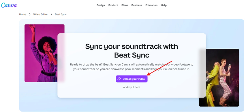 Uploading video to Canva Beat Sync