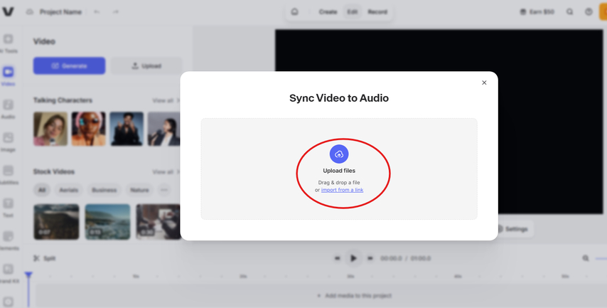 Uploading video to Veed.io
