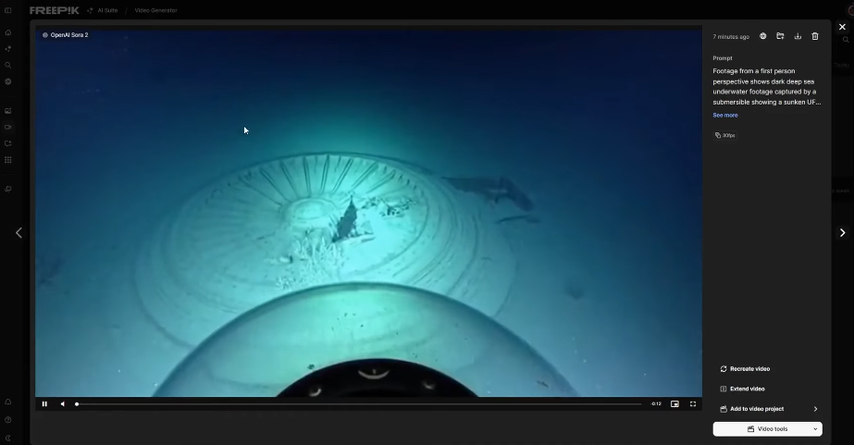 Using Freepik to access the Sora 2 AI video generator