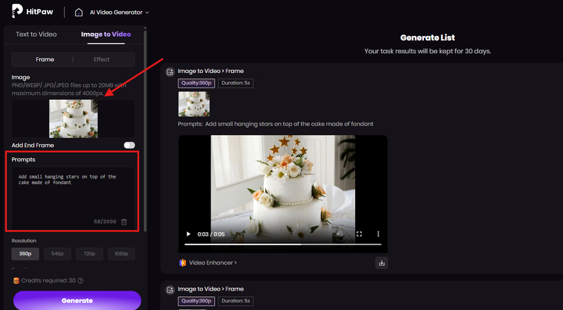 Using HitPaw AI Image to Video Cake Generator