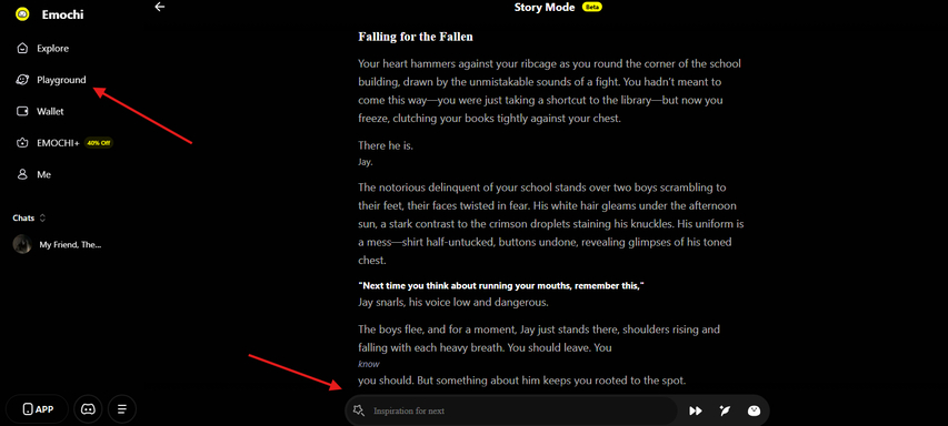 Using Playground in Emochi to use the story mode