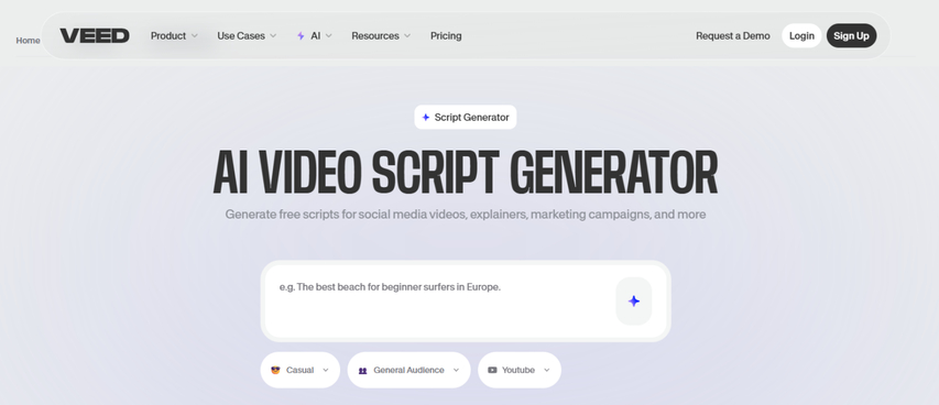 VEED AI movie script generator