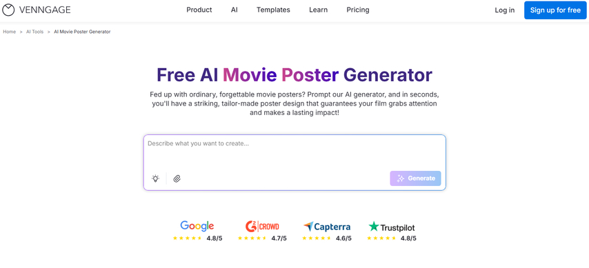 Venngage AI movie poster generator