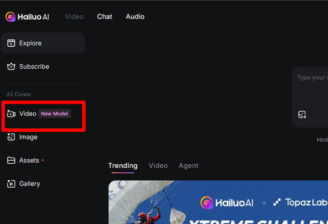 Video Generation feature on MiniMax AI video website