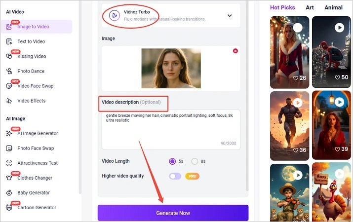 vidnoz ai image to video