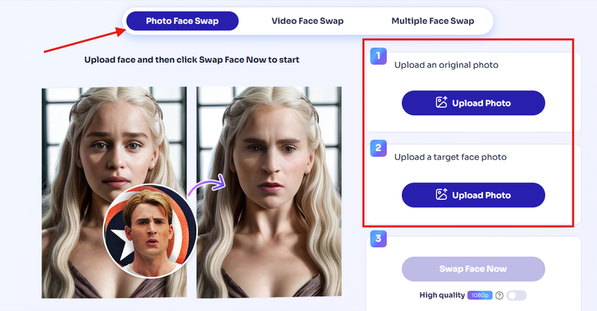 Vidqu AI Face Swap in a photo