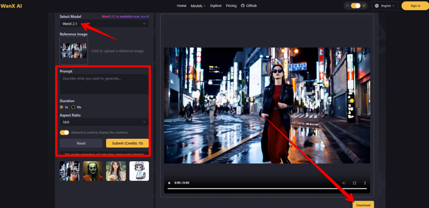 WanX AI Text to Video generation