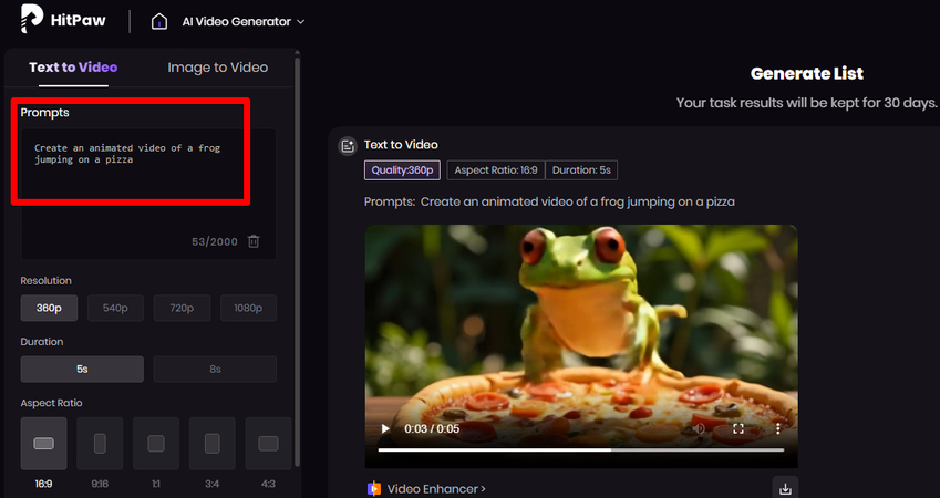 Writing a prompt to generate an Animation video