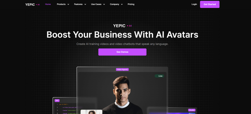 yepic ai testimonial and talking head videos