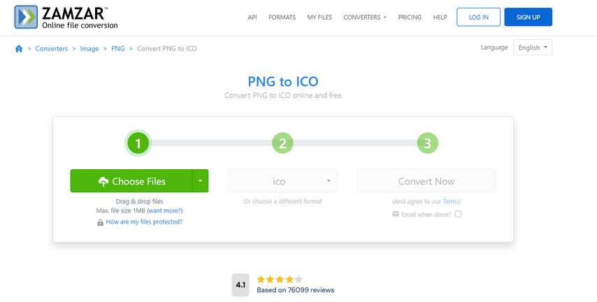 ZAMZAR PNG to ICO converter