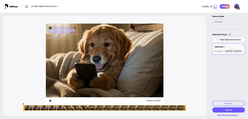 select watermark area in the video