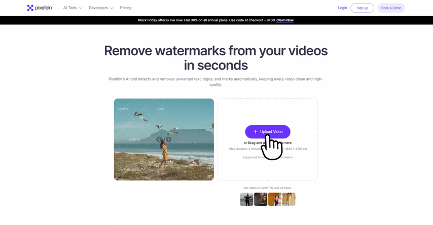 upload the video on pixelbin