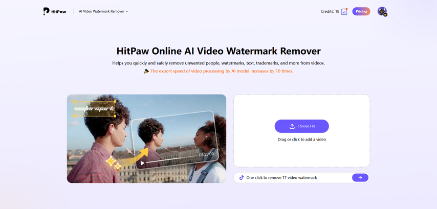 upload video to hitpaw online watermark remover